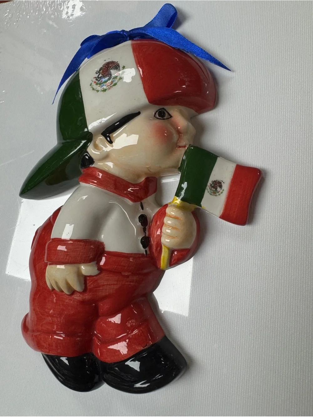 Set of 2 -Mexican & Dominican Republic Boy Ceramic Figurines （new）